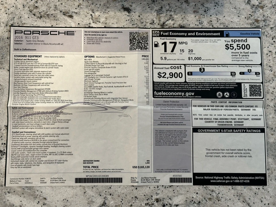 2016 Porsche 991 GT3 - Image 18 of 21