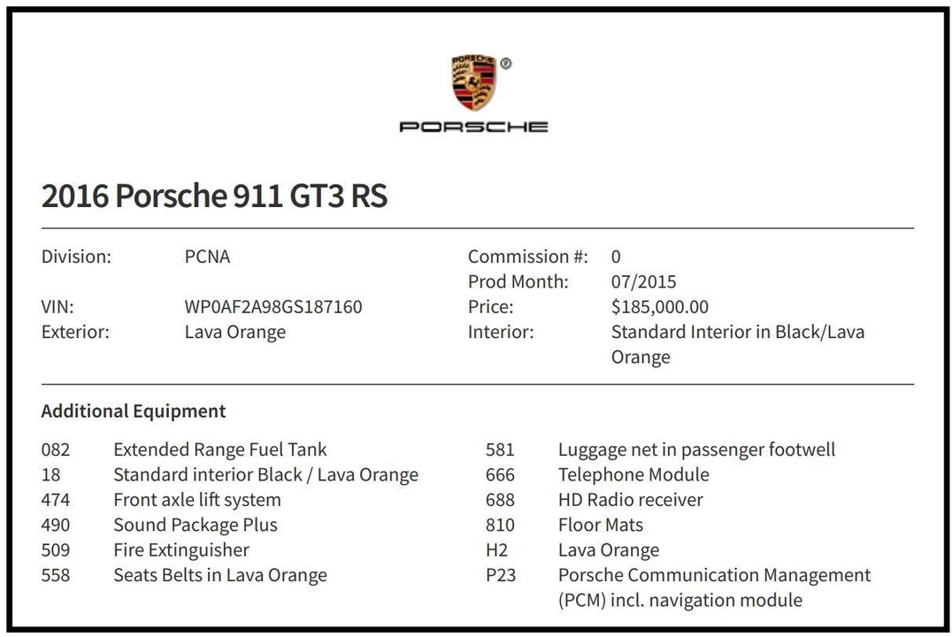 2016 Porsche 991 GT3 RS - Image 2 of 4