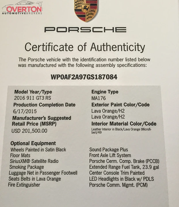 2016 Porsche 991 GT3 RS - Image 6 of 6