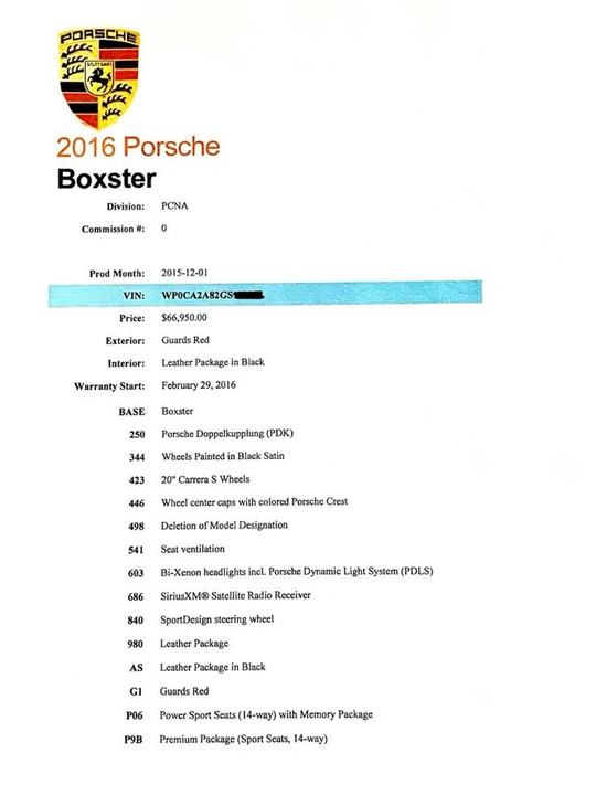 2016 Porsche 981 Boxster - Image 12 of 12