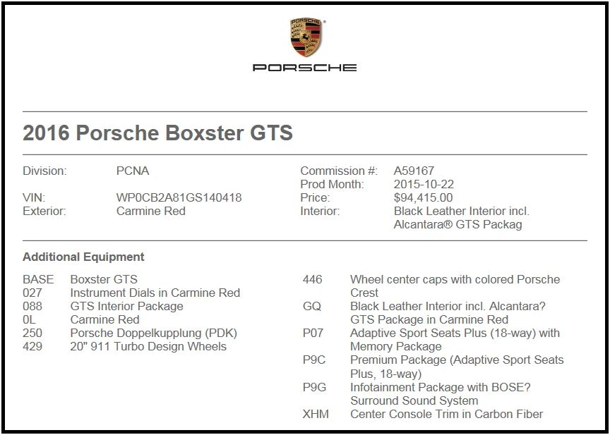 2016 Porsche 981 Boxster GTS - Image 18 of 18