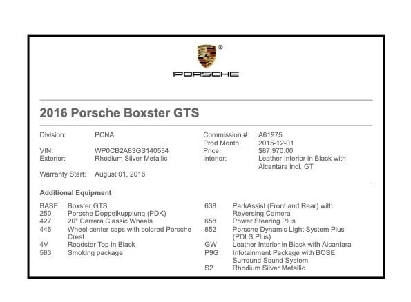 2016 Porsche 981 Boxster GTS - Image 15 of 16