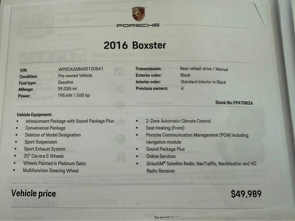 2016 Porsche 981 Boxster - Image 6 of 8