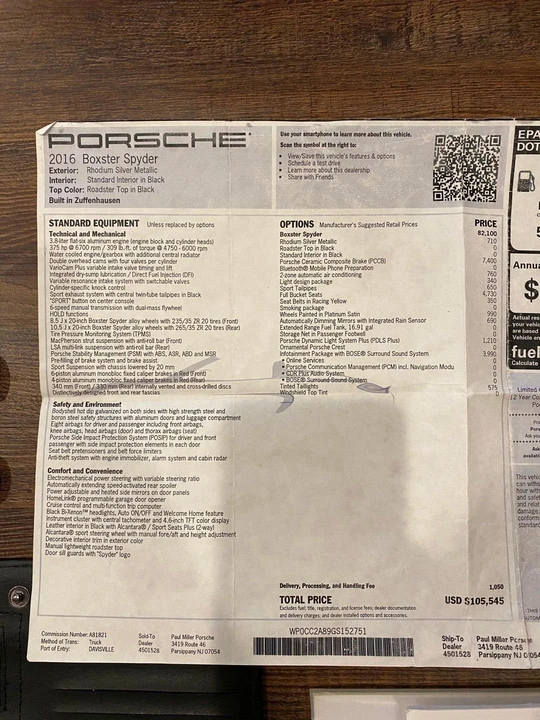 2016 Porsche 981 Boxster Spyder - Image 7 of 11