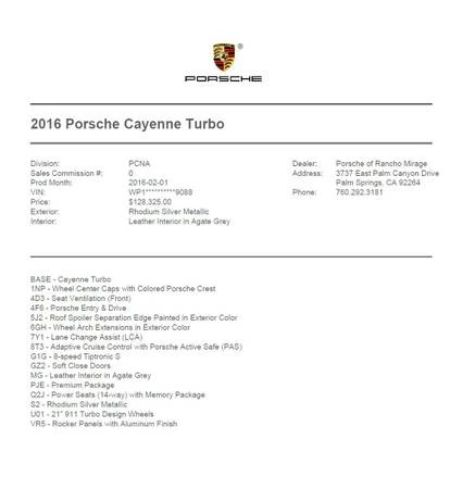 2016 Porsche 958 Cayenne Turbo - Image 16 of 16