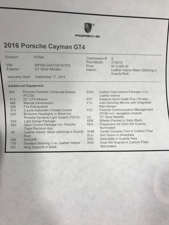 2016 Porsche 981 Cayman GT4 - Image 4 of 4