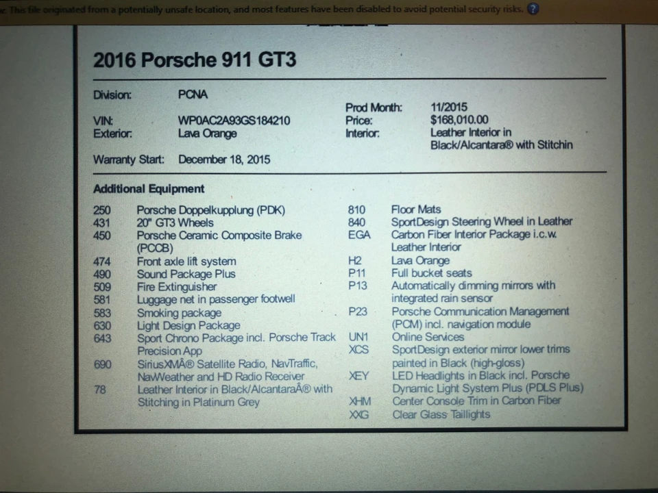 2016 Porsche 991 GT3 - Image 8 of 9