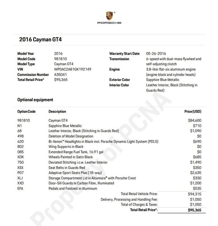 2016 Porsche 981 Cayman GT4 - Image 2 of 9