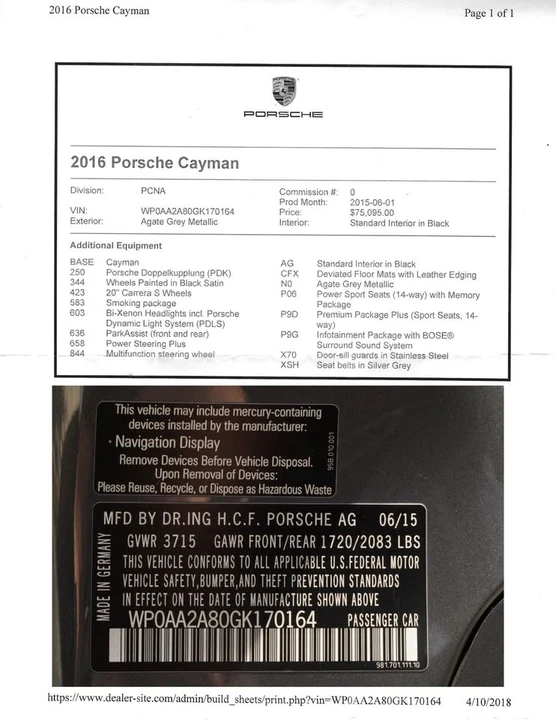2016 Porsche 718 Cayman - Image 13 of 13