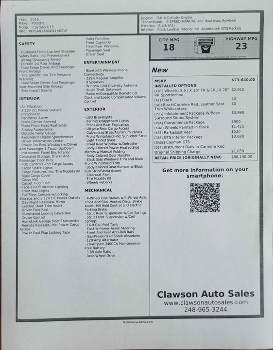 2016 Porsche 981 Cayman GTS - Image 14 of 14