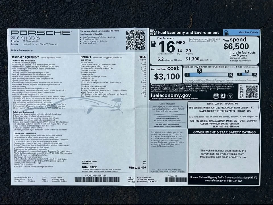2016 Porsche 991 GT3 RS - Image 18 of 18