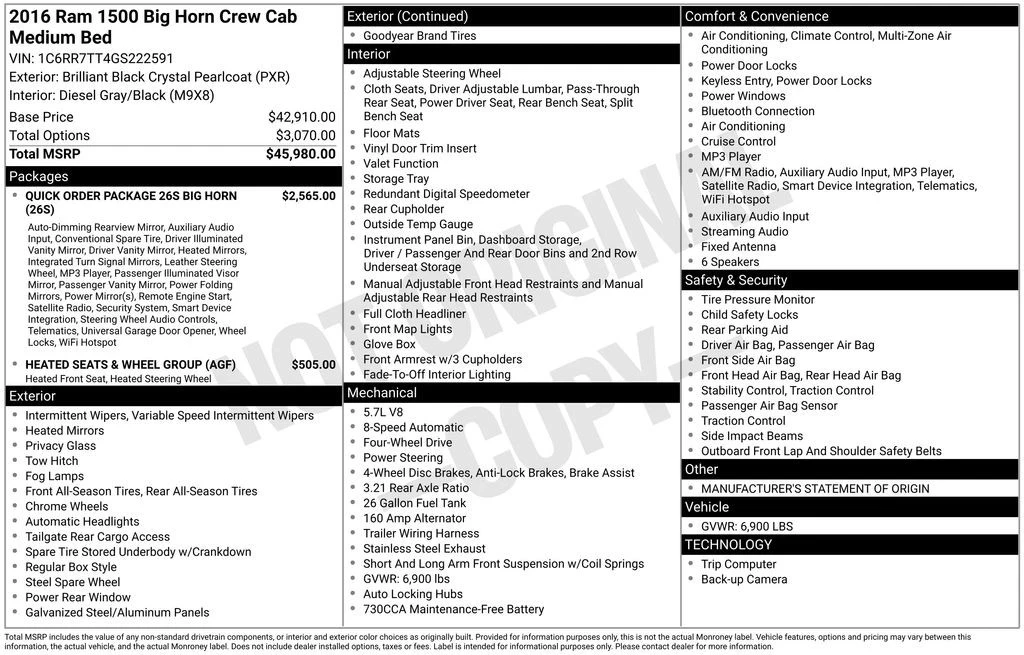 2016 Dodge Ram 4th Gen - Image 2 of 2
