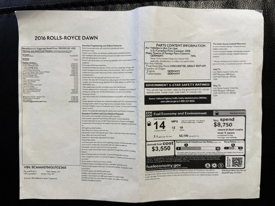 2016 Rolls-Royce Dawn - Image 2 of 21