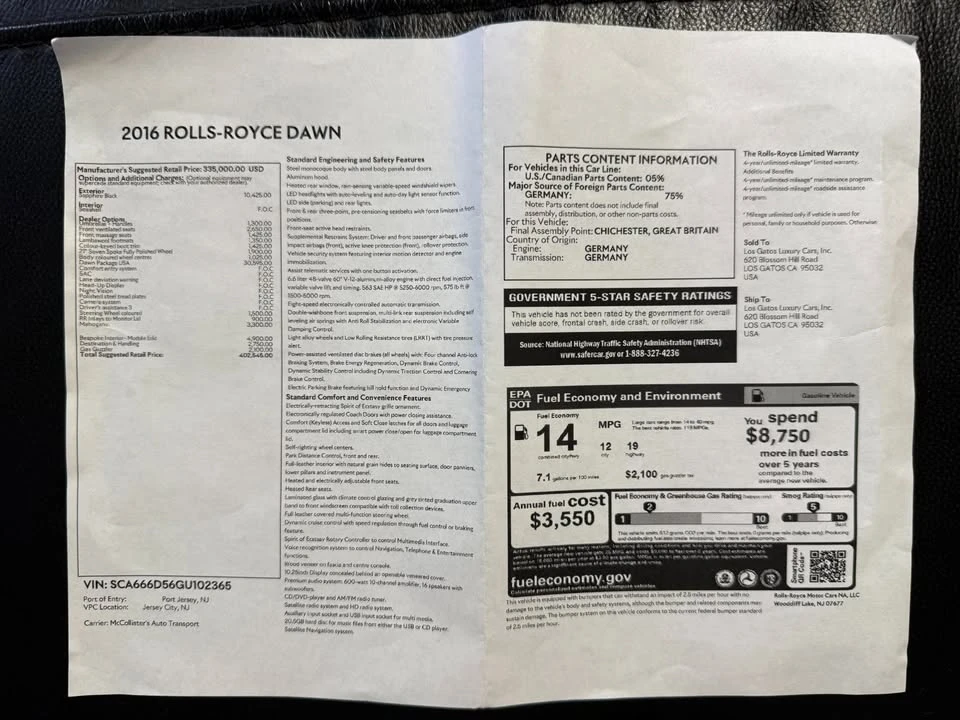 2016 Rolls-Royce Dawn - Image 3 of 20