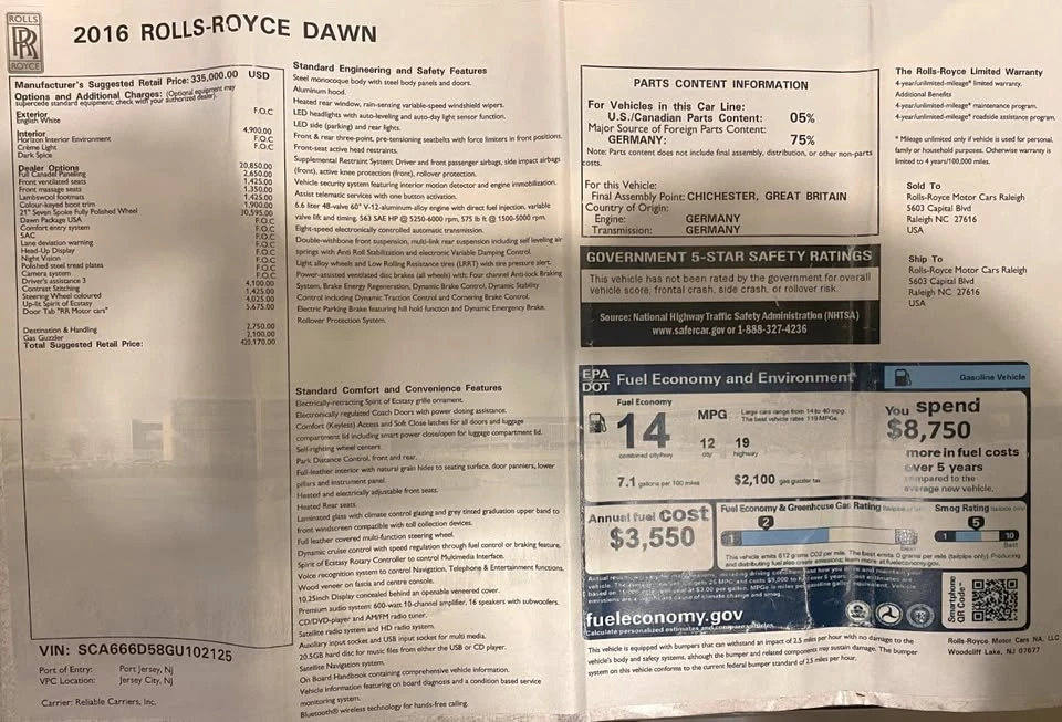 2016 Rolls-Royce Dawn - Image 20 of 20