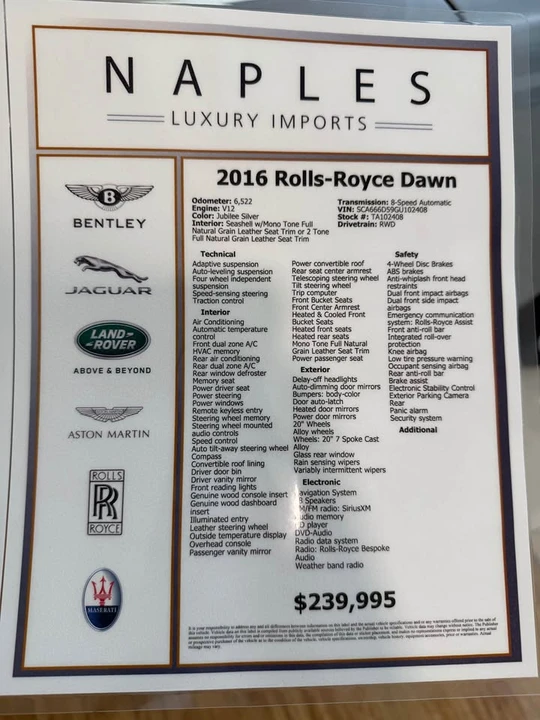 2016 Rolls-Royce Dawn - Image 21 of 21