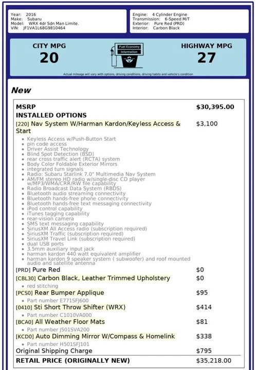 2016 Subaru Impreza WRX 4th Gen - Image 4 of 31