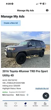 2016 Toyota 4Runner TRD Pro Sport Utility 4D