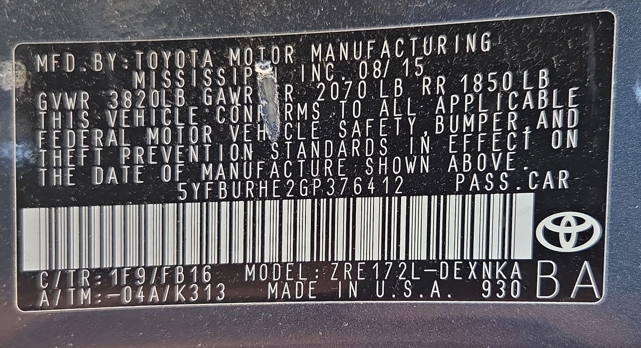 2016 Toyota Corolla 11th Gen - Image 9 of 9