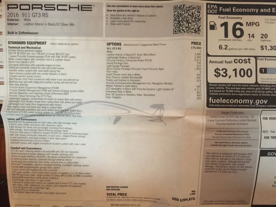 2016 Porsche 991 GT3 RS - Image 2 of 2