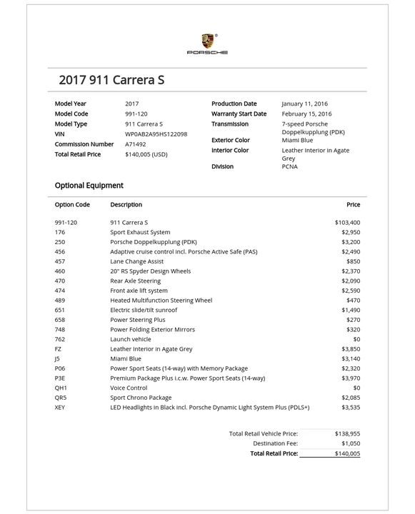 2017 Porsche 991 Carrera S - Image 8 of 11