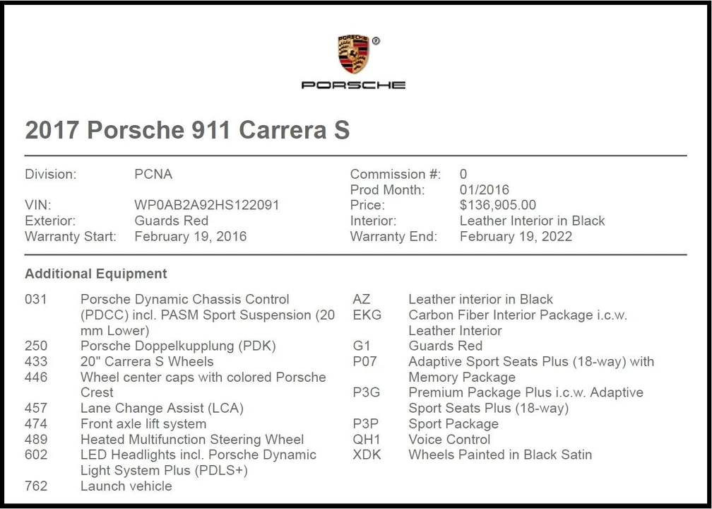 2017 Porsche 991 Carrera S - Image 2 of 2