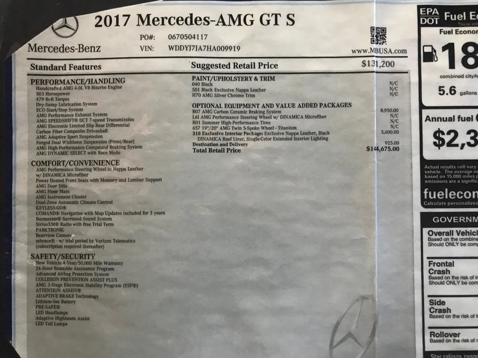 2017 Mercedes-Benz C190/R190 AMG GT - Image 7 of 8