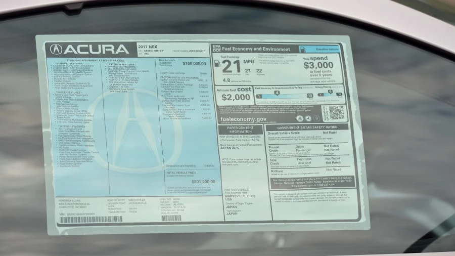 2017 Acura NC1 NSX - Image 17 of 21
