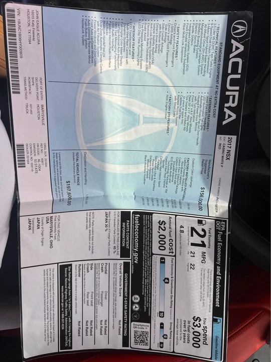 2017 Acura NC1 NSX - Image 5 of 6
