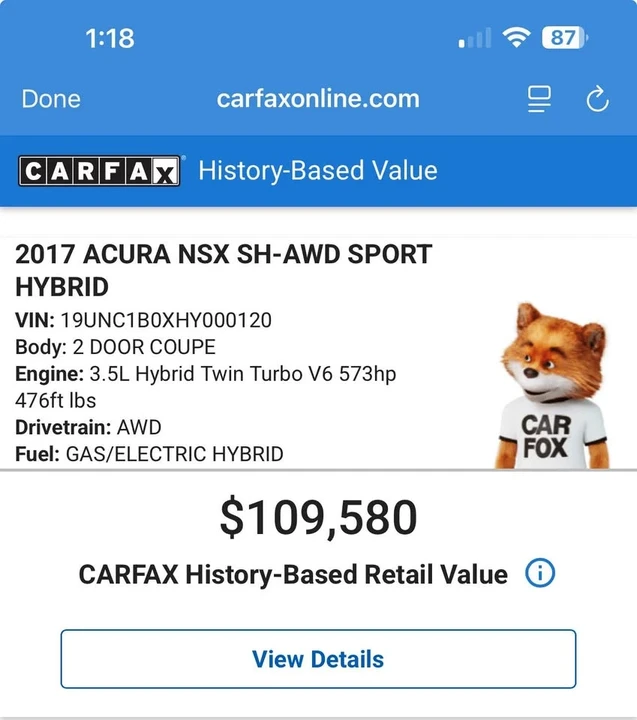 2017 Acura NC1 NSX - Image 9 of 9