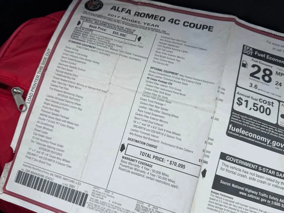 2017 Alfa Romeo 4C Coupe - Image 16 of 16