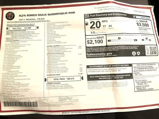 2017 Alfa Romeo Giulia Quadrifoglio - Image 18 of 18