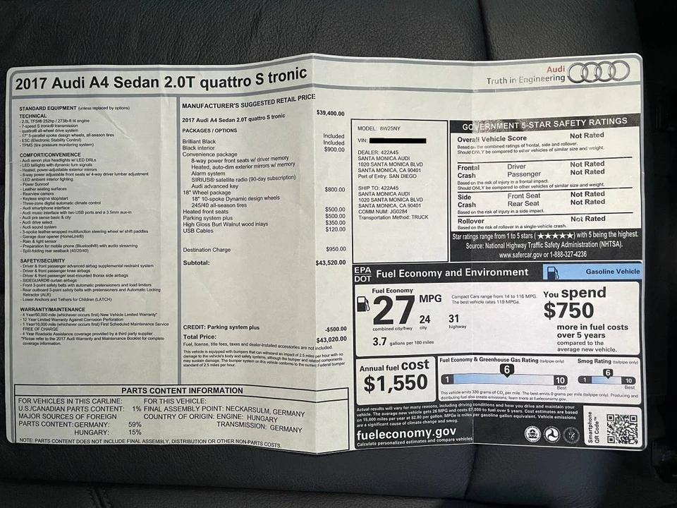 2017 Audi B9 A4 - Image 22 of 24