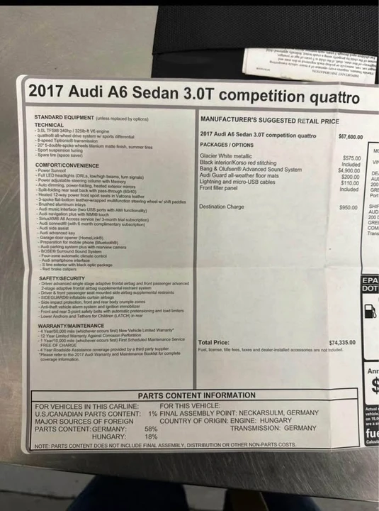 2017 Audi C7 A6 - Image 9 of 11
