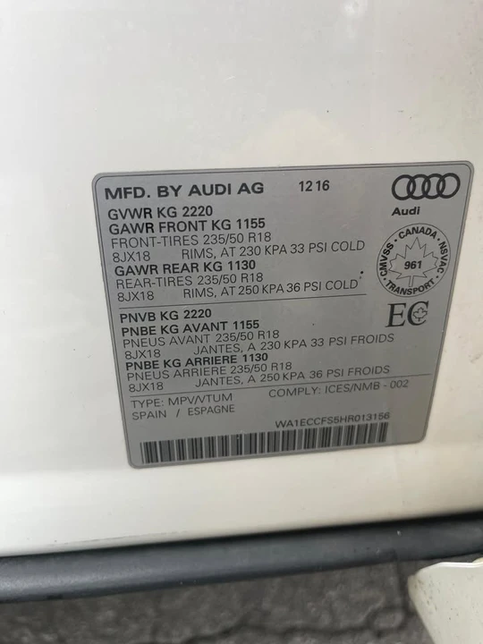 2017 Audi 8U Q3 - Image 13 of 13