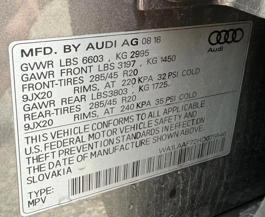 2017 Audi 4M Q7 - Image 6 of 6