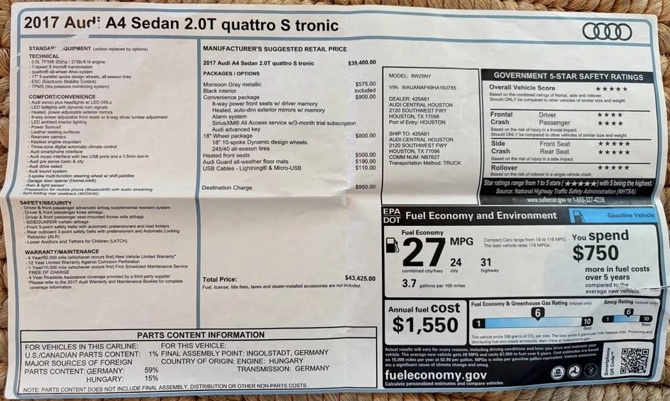 2017 Audi B9 A4 - Image 20 of 20