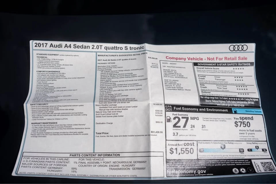 2017 Audi B9 A4 - Image 20 of 20