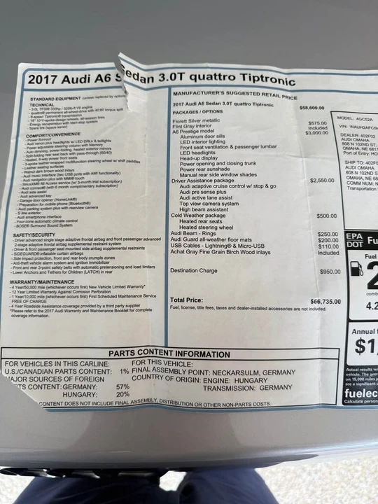 2017 Audi C7 A6 - Image 4 of 11