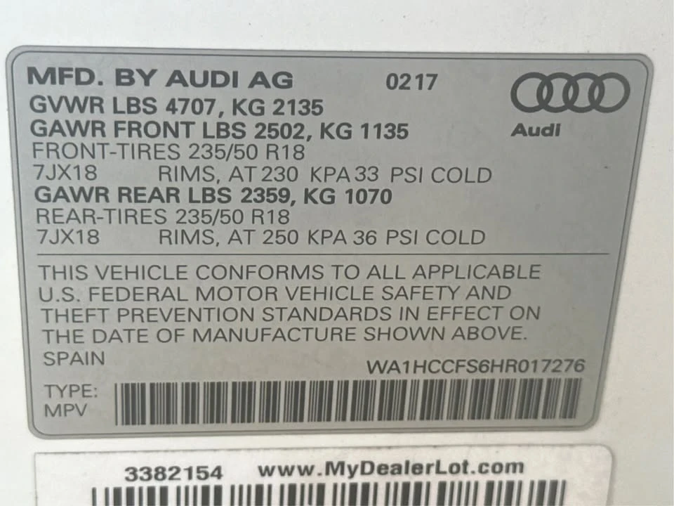 2017 Audi 8U Q3 - Image 14 of 20