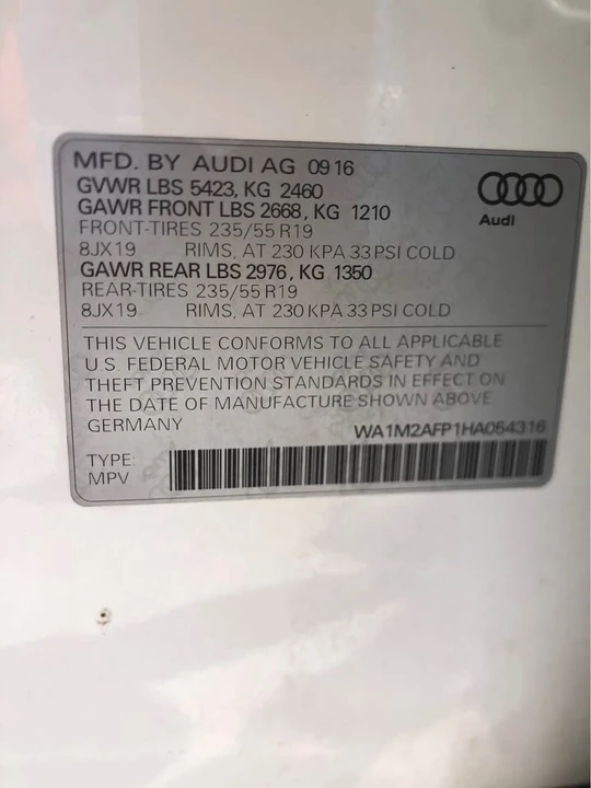 2017 Audi 8R Q5 - Image 12 of 12