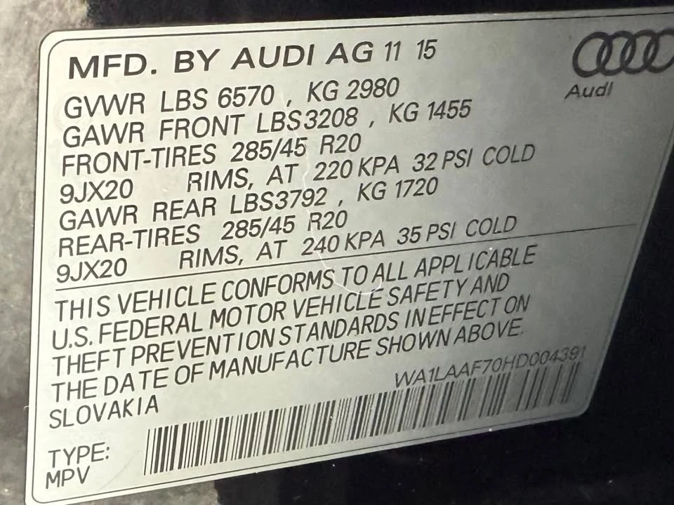 2017 Audi 4M Q7 - Image 17 of 18