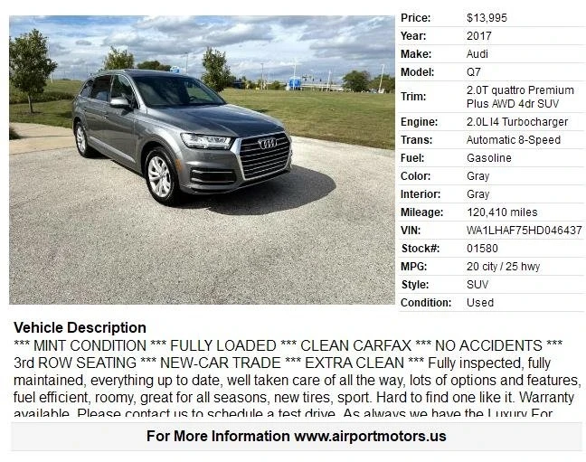 2017 Audi 4M Q7 - Image 2 of 18