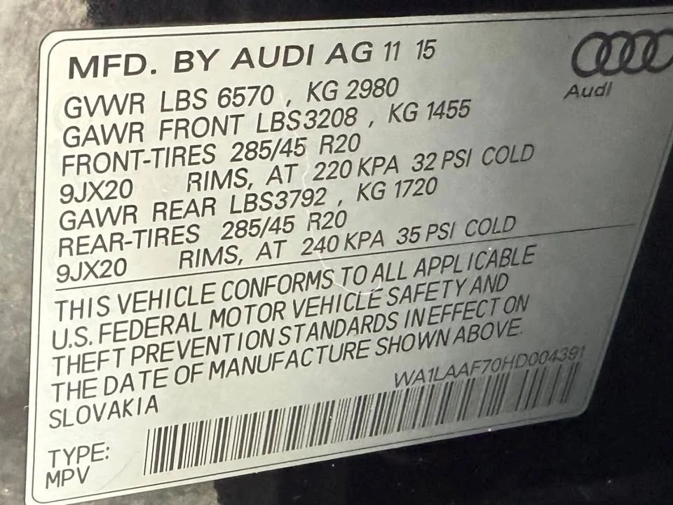 2017 Audi 4M Q7 - Image 18 of 19