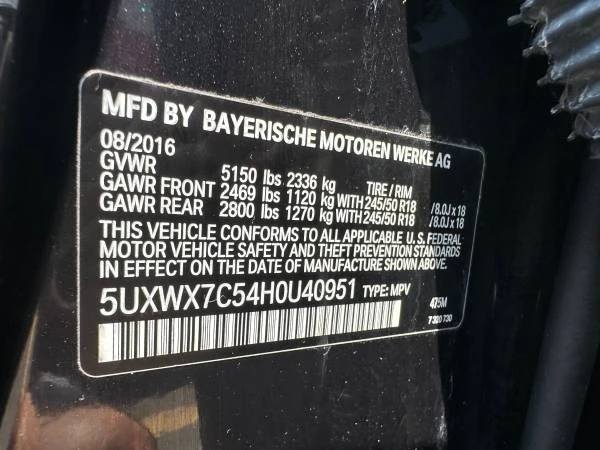 2017 BMW F25 X3 - Image 14 of 14
