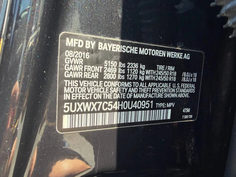 2017 BMW F25 X3 - Image 16 of 16