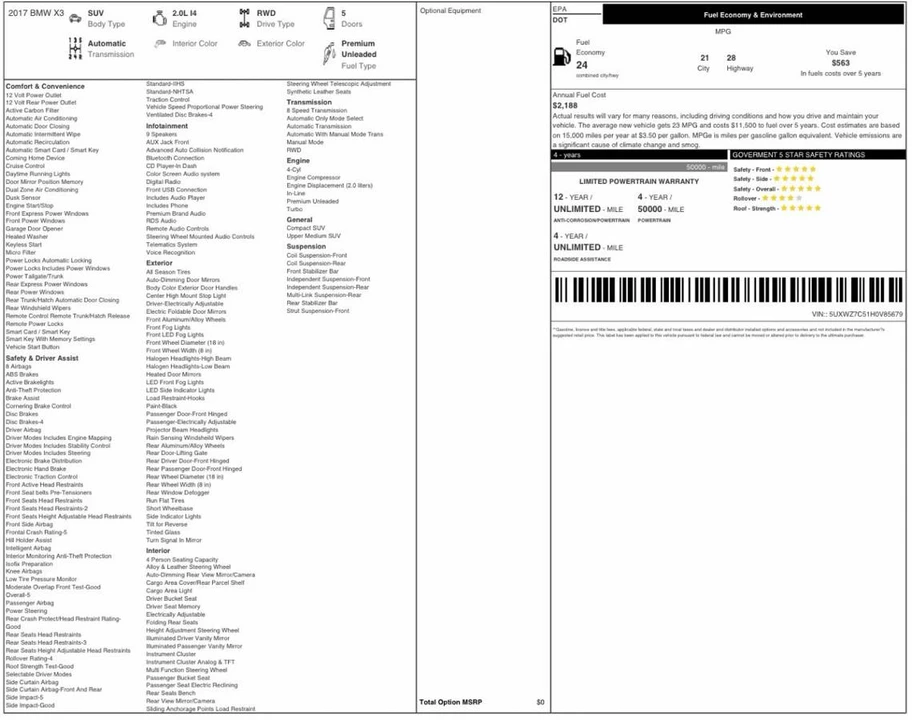 2017 BMW F25 X3 - Image 17 of 17
