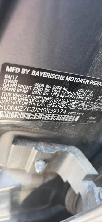 2017 BMW F25 X3 - Image 5 of 7
