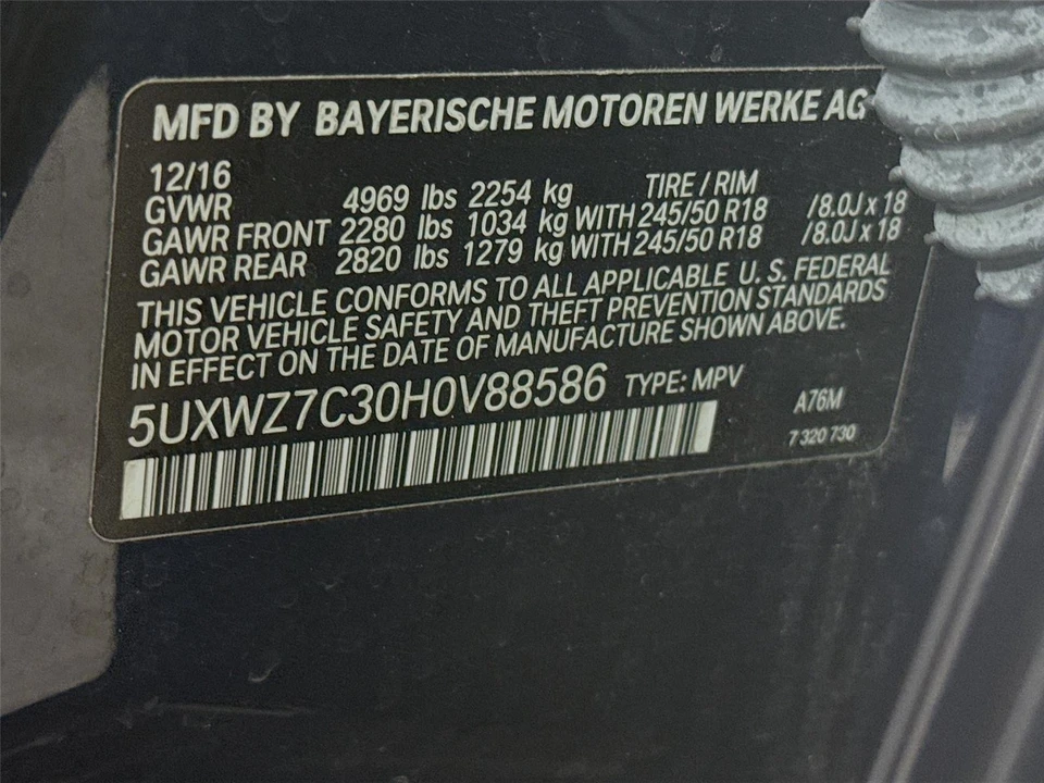 2017 BMW F25 X3 - Image 18 of 21