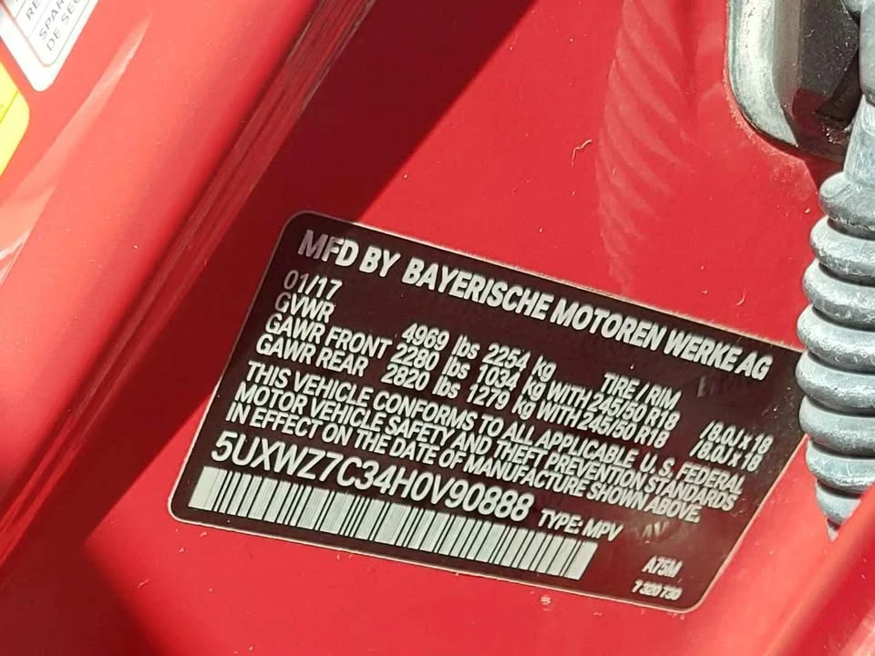 2017 BMW F25 X3 - Image 11 of 12